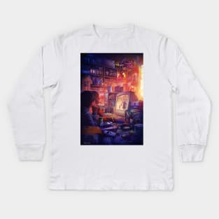 2000s PC Gamer Room - Warcraft Kids Long Sleeve T-Shirt